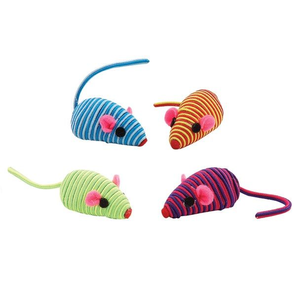 Cat Toy Mouse Ribbon Striped